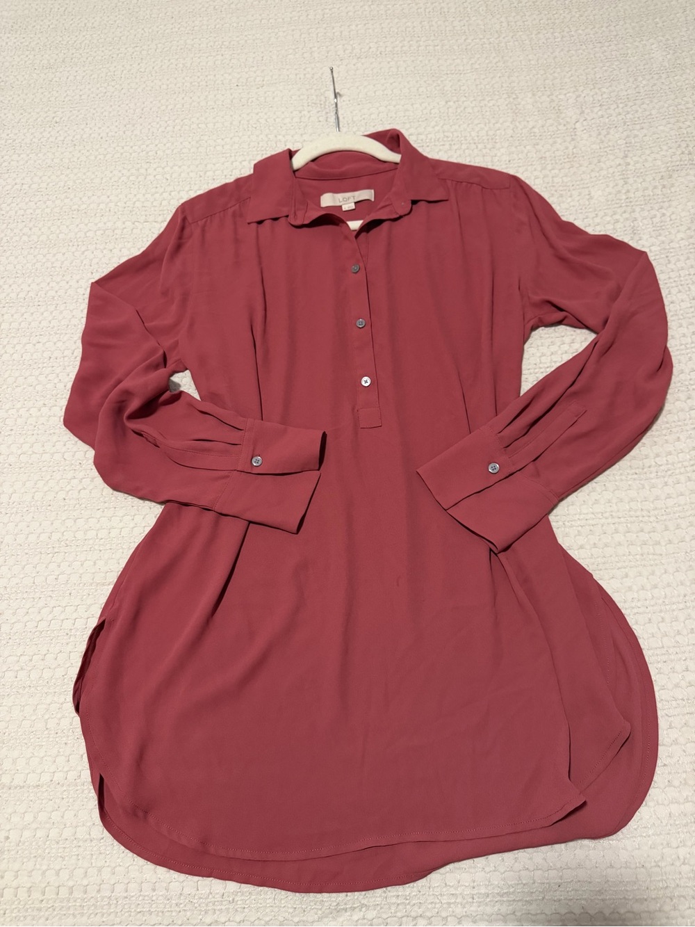 LOFT Dusty Rose Long-Sleeve Tunic Shirt
